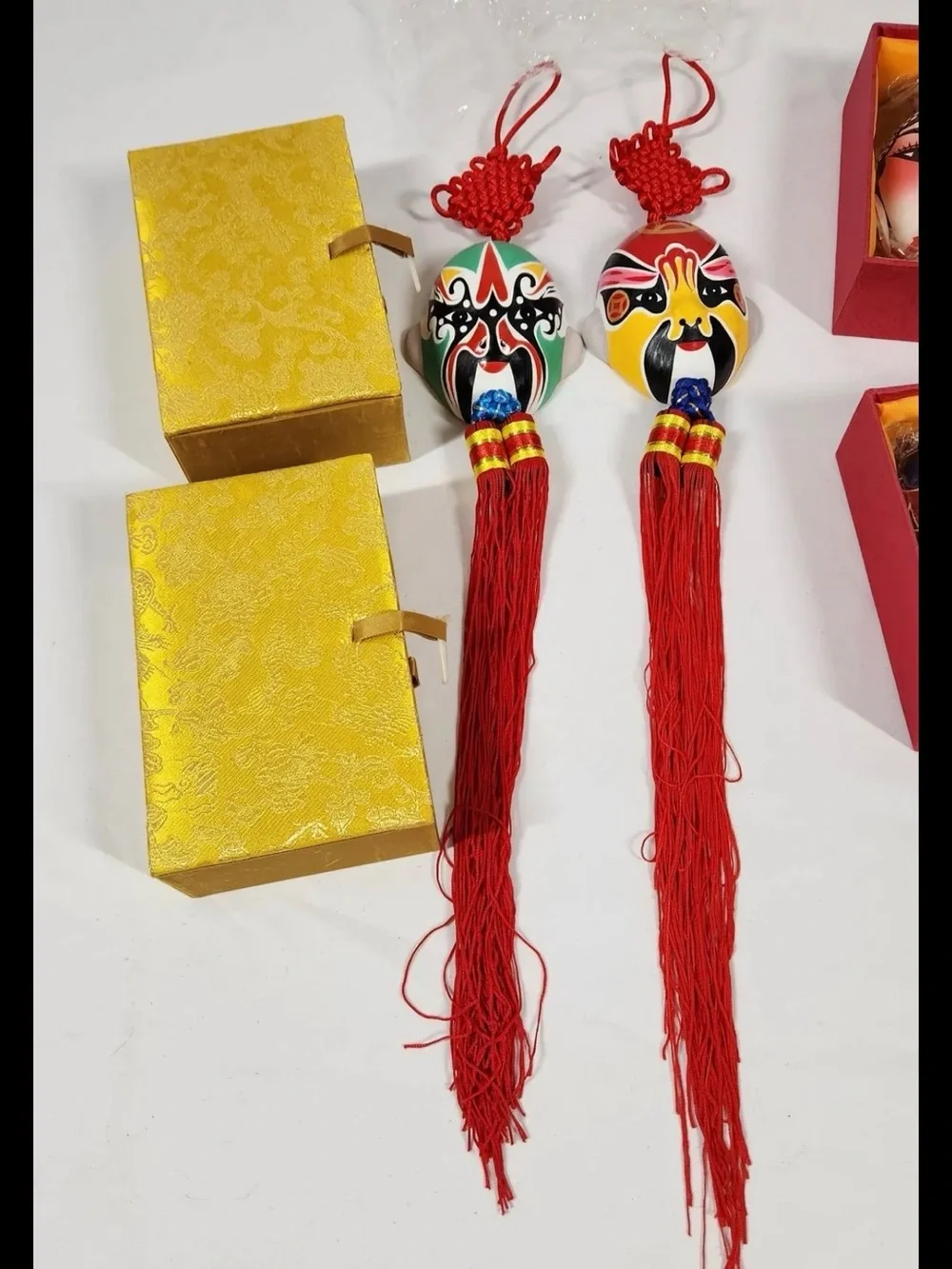 Red Decorative Chinese Opera Face Mask Ornaments - Set by